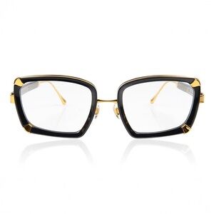 NEW NWT Anna Karin Karlsson Black Acetate& 24k Gold Women Eyeglasses Silver Moon